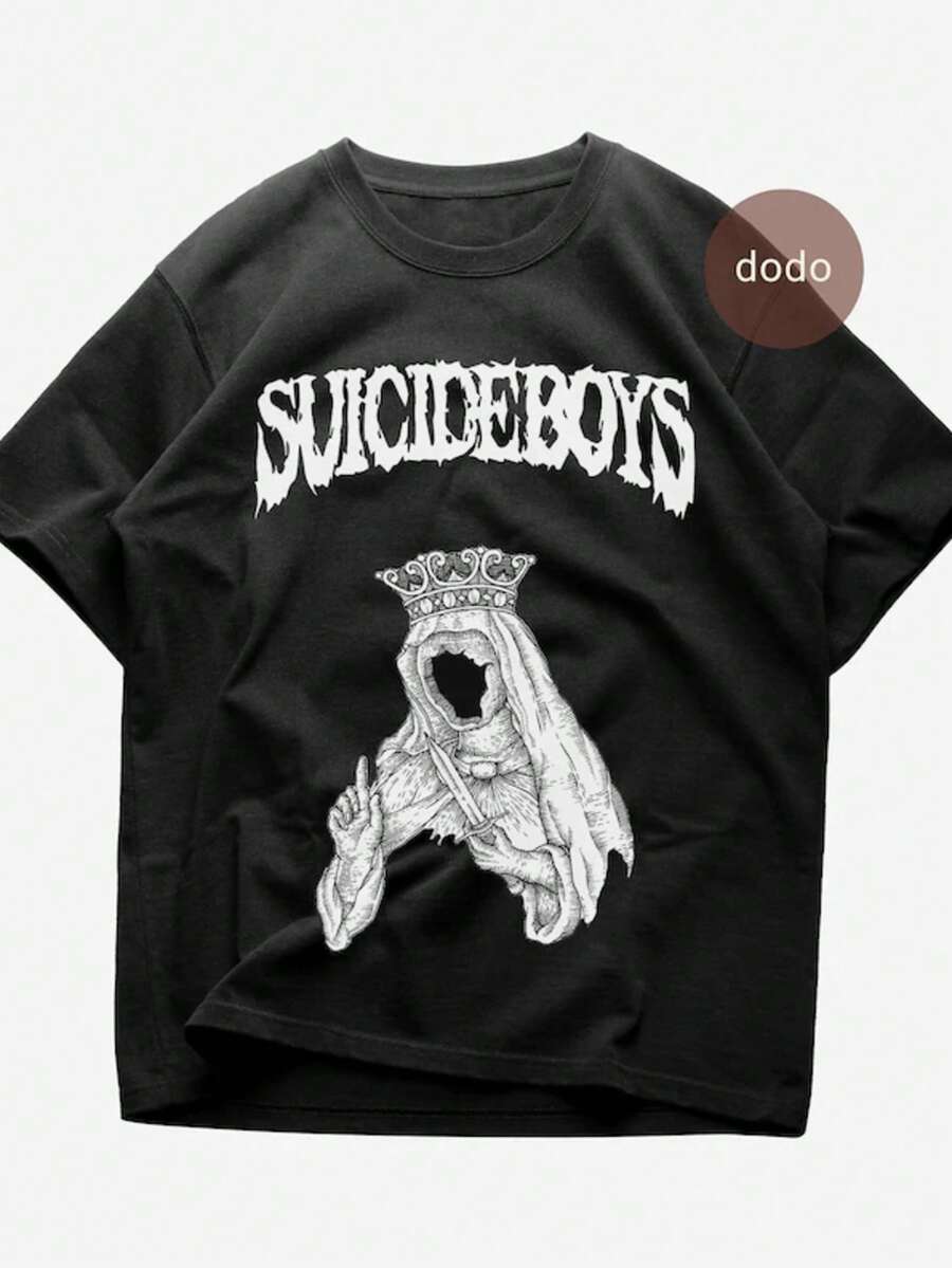 Suicideboy T-Shirt - Rap Music Shirt - New World Casual Cotton Short Sleeve Round Neck T-Shirt For Women Regular Fit With Graphic Print - Black - View 1