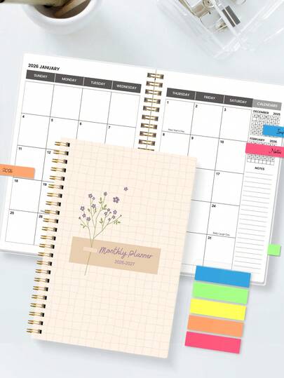 Trees 2026-2027 年月度计划笔记本，A5 简约周计划和月度计划学年日历笔记本，32 页办公和学校用品，完美的教师礼物