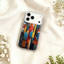 Abstract Geometric Pattern Phone Case Protective Cover Cute Design Gift for Women Trendy Aesthetic Multi Color for  17 17Pro 17Air 17ProMax 16 15 14 13 12 Pro Pro Max Plus SAMS22 23 24 25 Plus ULTRA - Negro - Ver 6