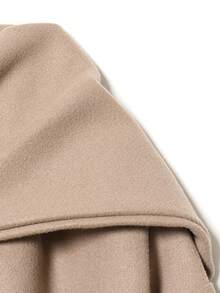 Button Decor Solid Color Elegant Scarf Jacket, Autumn/Winter - Camel - View 5