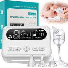 Limpiador  Eléctrico Recargable, potencia de succión ajustable de 9 niveles, Extractor de Mocos automático con 3 puntas de silicona, Función Relajante con Música y Luz - 1 - Ver 10