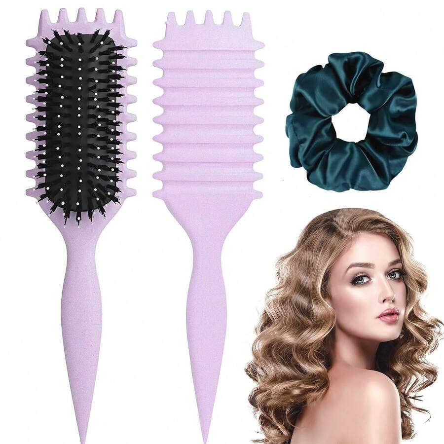 Curly Hair Brush,2025 Curly Hair Products Curl Defining Brush, Bounce Defining Hair Shaping For Women Men - 紫色 - 查看 1
