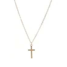Gold-Plated European And American Religious Cross Collarbone Chain Pendant Necklace Sweater Chain Accessories Rose Gold - 金色 - 查看 9