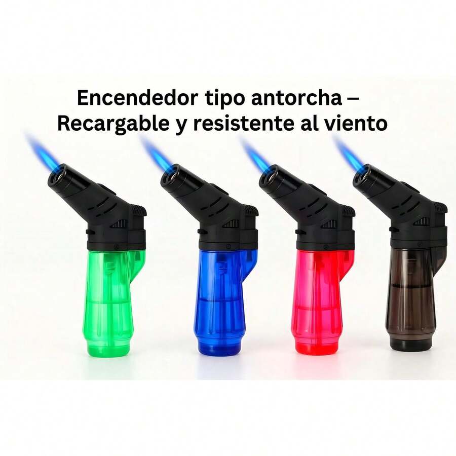 4 encendedores tipo antorcha Recargable y resistente al Viento para Uso Eficiente para cocinar, hornear y hacer barbacoas. - Multicolor - Ver 1