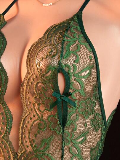 Verleidelijke Kanten Open Crotch Bodysuit Lingerie, Strappy One Piece Bodysuit, Elastic Temptation, Stylish Personalized, Going Out view 4