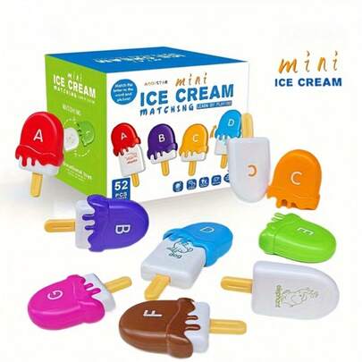 Ice Cream Counting & Color Sorting Toy Set - ABC Letters Numbers 1-10 Stacking Cones, Childsafe STEM Toy For Toddlers/Kindergarten, Classroom Activity -Birthday/Christmas /Holiday Gift