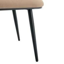 Camel Velvet Dining Chairs (Set Of 2): Ball Chain Backrest, Black Sprayed Metal Legs, Stylish For Dining Rooms, Wardrobes And Living Areas. - Camel - View 9