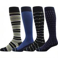 4 pares para hombre, Dr. Motion Athletic - Calcetines altos de compresión graduados para viajero. - Mcomp-sl15 - Ver 12