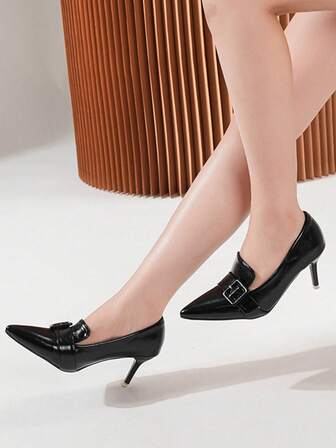 2026 New Cross-Border Fashion Sexy Solid Color Versatile Women's Shoes, Solid Color Business Buckle Casual Shoes For All Seasons