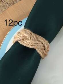 1/4/6/12pcs Bohemian Style Linen Rope Napkin Rings, Suitable For Wedding Party Table Decoration, Countryside Style Napkin Holders, Outdoor Simple Chic Rope Woven Napkin Clips, Birthday Party Napkin Rings, Minimalist Multi-Color Linen Rope Napkin Rings Series - Multicolor - View 26