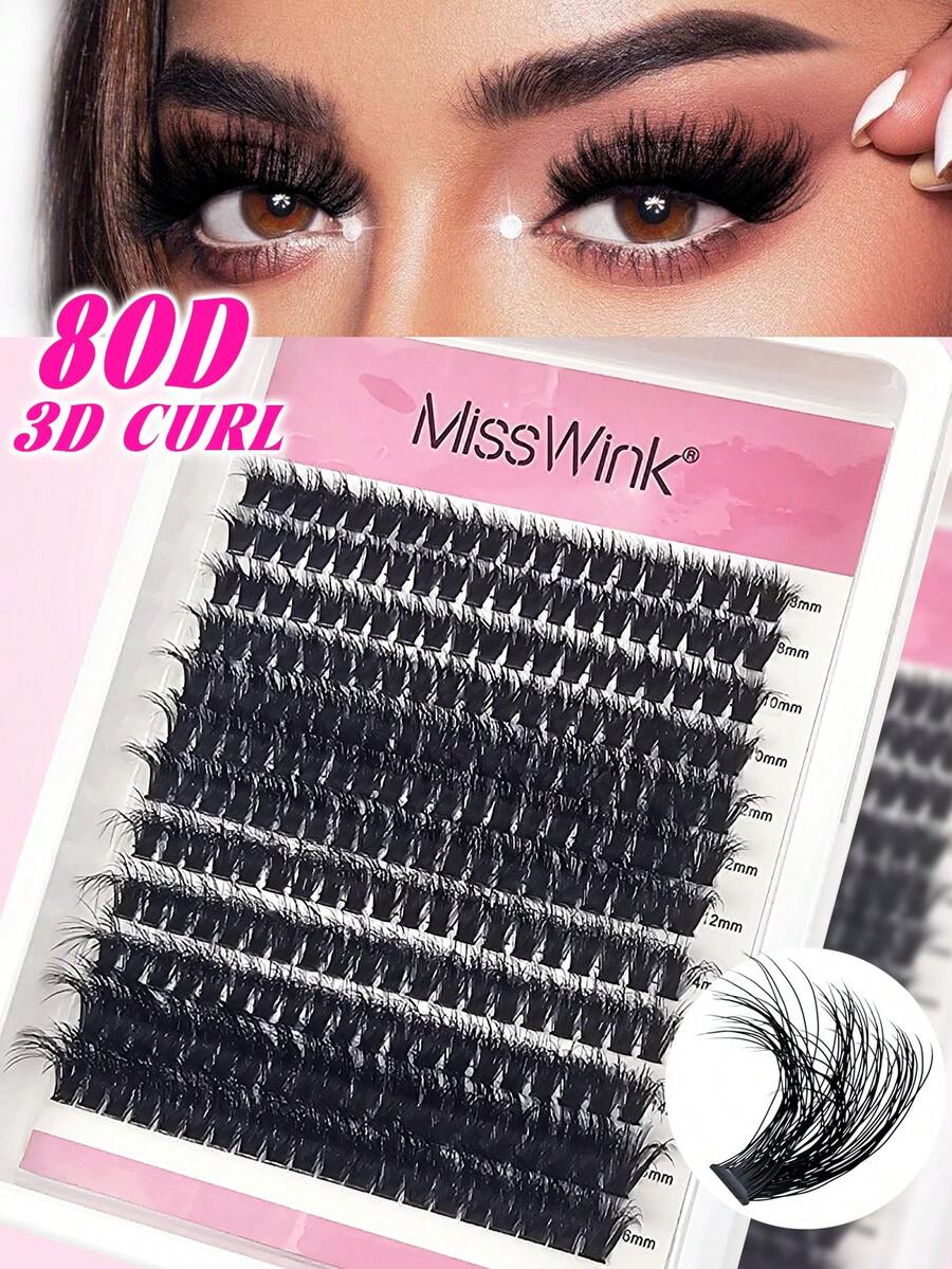 Miss Wink 240 Pezzi Ciglia Finte Naturali Morbide 8-16mm Miste 0.07mm Riccio D, 12 File, Fibre di Visone Impermeabili Singolo Ciuffo Vestibilità 3D Precisa Per Trucco Quotidiano, Design Leggero e Portatile Per Vita Quotidiana, Feste e Tutte le Occasioni