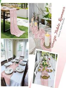 12/6/3Pcs Cheesecloth Table Runner Spring Decor 10ft Boho Gauze Cheese Cloth Runner For Easter Tea Wedding Party Baby Bridal Shower Birthday Table Decorations - Multicolor - View 7