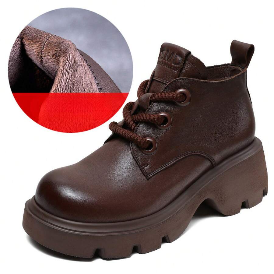Women Ankle Boots & Booties - 深棕色加絨 - 查看 1