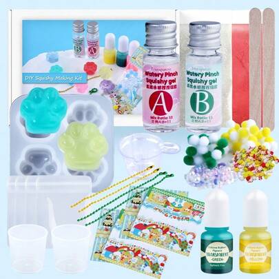 30ml transparent Taba mjuk silikonvätskekit - för tillverkning av mjukisdjur, ultramjukt silikongummi, snabbt allt-i-ett mjukisdjurs-DIY-kit, lämplig för katttassform, stresslindrande presentform