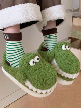 Women's Winter Indoor Slippers, Cute 3D Alligator Animal Design, Non-Slip Warm Thick Soft Sole