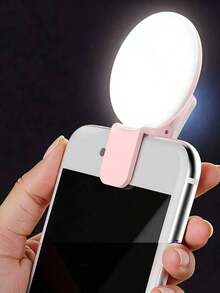 1 pieza Luz portátil circular para selfie de 150mAH con clip, luz de anillo para selfie LED, luz de video LED portátil regulable, para cámara y videocámara, vlogging para fotografía, autorretratos, grabación de video, videollamadas, entrevistas, transmisión en vivo, vlogs, reuniones familiares, fiestas de Navidad, para selfies portátiles, actividades al aire libre - Multicolor - Ver 3