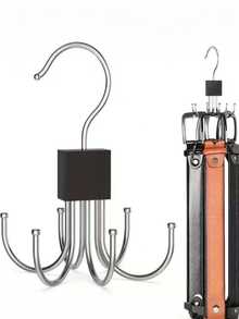 1pc/2pcsMulti-Functional Large Capacity Belt Hanger - Rotating Wooden Hanger, Suitable For Belts, Bras, Vests, Ties, And Scarves - Stainless Steel Hooks - Christmas Gift Fashion Wardrobe Organizer