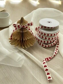 5 Sizes - Holiday Decorative Ribbons, Heart Print Ribbons, Gift Wrapping Woven Ropes, Handmade DIY Korean Style Floral Arrangement Ropes, Cake & Birthday Box Packaging Ribbons, Gift Wrapping Woven Bows, Bouquet Gift Cake Packaging, Floral Satin Ribbons, Back To School & Valentine's Day - Multicolor - View 4