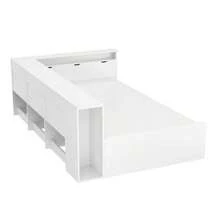 Kinderbet,90*200cm,Einzelbett,Multifunktionales Kinderbett mit Schubladen,Bücherregal und Stauschrank,Bettkasten mit Stauraum,ohne Matratze,weiß - Blanco - Ver 7