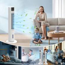 Glückluz 3-en-1 Ventilador de Torre Silencioso, Aire Acondicionado Portátil Oscilación, Enfirador de Aire,Humidificador con Control Remoto, Temporizador 12H, Blanco, para Hogar, Oficina, Dormitorio - Tipo de Enchufe A USA (110-127V) - Ver 2