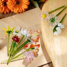 1pc Mini Glass Flower Bouquet, Colorful Handmade Glass Flower Decor Set - Birthday, Wedding, Mother's Day, Office, Home Decor, Valentine's Day Gift - Multicolor - View 10