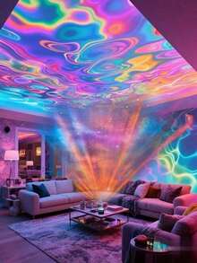 Proyector LED multicolor de ondas de agua con control remoto - Luz ambiente nocturna alimentada por USB para dormitorios, salas de juegos y decoración del hogar, crea una atmósfera relajante para fiestas, bodas, cumpleaños y celebraciones especiales, proyector de luz para interruptor de luz del dormitorio, luces exteriores, luz negra - Luz multicolor - Ver 1