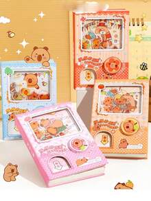 可爱水豚迷你笔记本，适合办公、待办事项清单、写作、备忘录和便携收纳，迷你口袋日记本，返校用品（颜色和款式随机），学生文具，绘画工具，书写工具，生日礼物，学生礼物，节日礼物，圣诞礼物，复活节礼物，圣诞袜填充物，趣味礼物，袜子填充物，搜索，男孩袜子填充物，女孩袜子填充物 - 彩色 - 查看 1