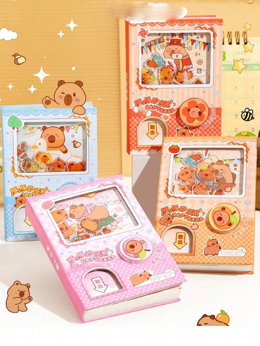 可爱水豚迷你笔记本，适合办公、待办事项清单、写作、备忘录和便携收纳，迷你口袋日记本，返校用品（颜色和款式随机），学生文具，绘画工具，书写工具，生日礼物，学生礼物，节日礼物，圣诞礼物，复活节礼物，圣诞袜填充物，趣味礼物，袜子填充物，搜索，男孩袜子填充物，女孩袜子填充物 - 彩色 - 查看 1