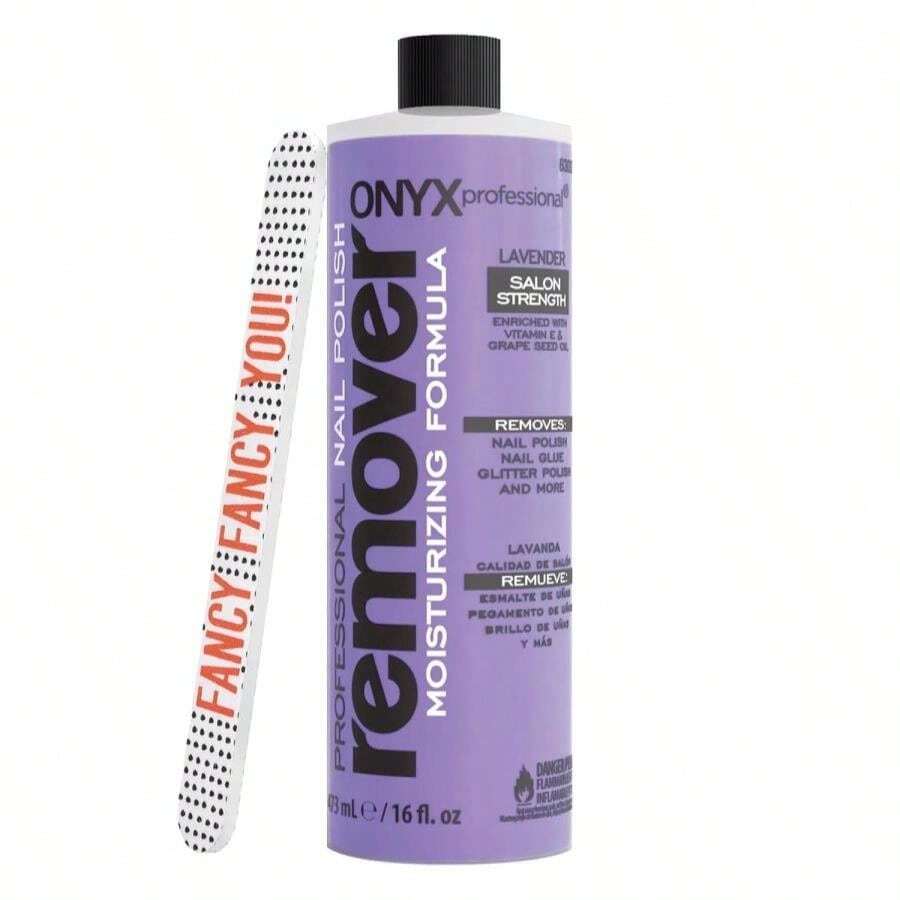 Onyx Professional 100% Pure Acetone Nail Polish Remover Kit With 7 Inch Nail File, 8 Fl Oz - Made In USA, Maximum-Strength Gel Polish Remover, Artificial &Amp; Glitter Nail Polish - MàuC - Xem 1