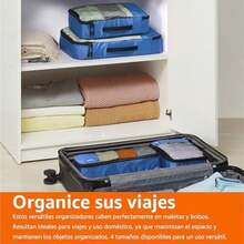 Essentials Juego de 4 Cubos para Viaje, Organizador de Equipaje con Doble Cremallera, Parte Superior de Malla, 100% Poliéster, Pequeño/Mediano/Grande/Delgado, Azul (Antes Basics)(default) - Multicolor - Ver 8