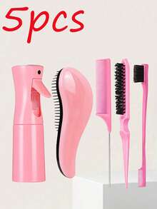 5/3 Peças Conjunto de Escovas de Cabelo Inclui um Pente de Sobremesa de Princesa, um Pente de Concubina, uma Escova de Cauda Afunilada e um Frasco Borrifador - Escovas de Cabelo para Limpeza, Penteado e Massagem com Cerdas de Silicone Macias, Adequadas para Uso Doméstico, Todos os Tipos de Cabelo e Viagens.