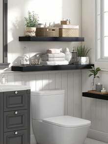 1pc (With Accessories) Partition Wall Shelf, Drill-Free Wall-Mounted Floating Shelf, Wall Decor For Bedroom, Study, Living Room, Bathroom, Kitchen, Storage Rack - Multicolor - View 6