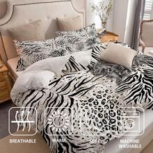 Bộ ga trải giường họa tiết ngựa vằn 2/3 món (1 vỏ chăn + 1/2 vỏ gối, không bao gồm ruột gối), họa tiết đường kẻ bất đối xứng, mềm mại và thoáng khí, in hình độ nét cao, phù hợp cho phòng ngủ, phòng khách, ký túc xá. - Nhiều màu - Xem 6