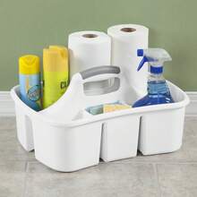 Divided Storage Caddy Easy Carry Handy Plastic Utility Organizer White - 1 - Xem 2