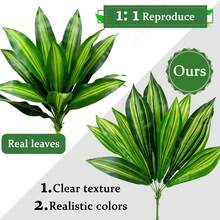 1/12 Bundle Artificial Tropical Greenery - UV Resistant All-Weather Faux Leaf Shrub, Boho Jungle Decor, Suitable For Wedding Table Centerpieces, Kitchen Dining, Bathroom Shelves, Office Desks And Patio Planters, Valentine's Day Gifts - Green - View 12