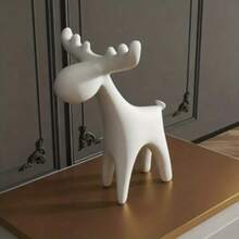 Statuetta minimalista di cervo bianco - Decorazione in plastica di un cervo per la casa, l'albero di Natale, mensole, idea regalo per matrimonio - Bianco - Visualizzare 6