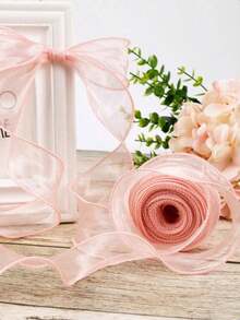 1pc Semi-Transparent Ruffled Organza Ribbon, Suitable For Bouquet Wrapping, Cake Decoration, Weddings, Bows And Ribbon Crafts, Also Applicable For Holiday Parties, Back To School, Valentine's Day And More Occasions - Multicolor - View 3
