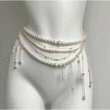 1pc European And American Style Tassel Multi-Layer Waist Chains, Fashionable, Elegant And Sexy Waist Chains For Women, Party Jewelry For Valentine's Day - 白色 - 查看 4