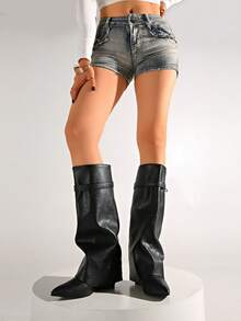 Women's Fashion Boots, Knee-High Boots, Cuff Boots, Western Boots, Pants Boots, Leg Boots, Hot Girl Boots, Eye-Catching, Suitable For Daily Wear, Indoor/Outdoor, Parties, Pair With Skirts, Shorts, Elegant Women's Ankle Boots And Short Boots, Autumn/Winter