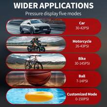 Tire Inflator Portable Air Compressor Cordless Bike Pump With Digital Dual Values Display, 150 PSI Car Tires Air Pump With LED Lights&Pressure Gauge For Auto, Motorcycles, Bikes, Balls - Black - View 7