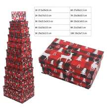 Nuovo set regalo natalizio rettangolare da 10 pezzi, perfetto per i bambini, che comprende alberi di Natale, renne e fiori natalizi.