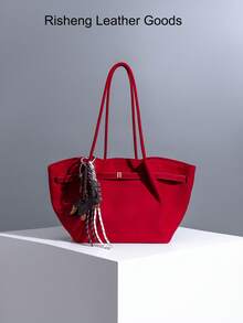 2025 New Vintage High-End Capacity Handbag/Shoulder Bag Tote Bag (With Pendant)