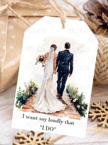 20pcs Elegant Wedding Favor Tags, 2.7*1.6 Inch With Artificial Linen Rope, Wedding Paper Tags, Tags With String Invitations, Engagement And Wedding Gift Decoration, Gift Box Decor Cards And Celebration