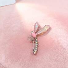 1pc Fashionable Cute Minimalist High-End Pink Dragonfly Rhinestone Alloy Brooch Pin - Pink - View 5