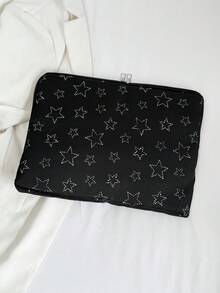 1件装学生笔记本电脑保护套，适用于11英寸/13英寸/15英寸笔记本电脑，星形印花面料，休闲男女通用保护套，适用于MacBook、HP、ASUS等品牌，适合女生、青少年、男生、大学生，也适用于9-15英寸平板电脑，防震笔记本电脑保护套，单层笔记本电脑包，印花笔记本电脑保护套，防水电脑包，商务出行、大学返校季适用 - 黑色 - 查看 6