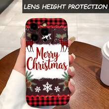 1PC Phone Case ,  Merry Christmas Reindeer Snowflake Pinecone , Stylish Phone Case, Phone Decoration, All-around Lens Protection, Creative Small Gift, Funny Gift for Boys and Girls - ブラック - チェックする 4