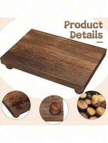 1个木质底座皂碟架，农舍风格木质支架，适用于厨房/浴室台面装饰，可摆放植物、蜡烛、花瓶，可作梳妆台收纳，秋季装饰，返校季用品，家居浴室收纳用品，厨房配件，台面装饰托盘 - 彩色 - 查看 6