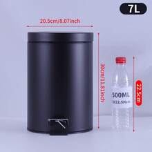 Stylish Matte Black Step Trash Can With Quiet Slow-Close Lid - Durable Metal Construction, Cylindrical Design, Suitable For Living Room, Bedroom, Bathroom, Kitchen - Multicolor - View 8