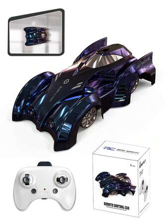 1 pieza Coche teledirigido que escala paredes, modo dual de rotación 360°, coche de juguete teledirigido recargable, modo terrestre y modo de escalada de paredes, coche de acrobacias para paredes interiores, coche que escala paredes con gravedad cero con luces, coche de juguete recargable adecuado para niños y niñas de 3 a 12 años, regalo para Halloween, Pascua, cumpleaños, Año Nuevo - Morado