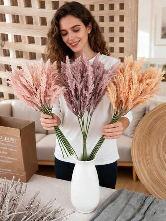 婴儿派对装饰 14.96 英寸兔尾草，永不凋谢的天然客厅装饰，桌面花卉摆设，适用于婴儿派对、婚礼、家居装饰、婴儿洗礼装饰和圣诞节装饰